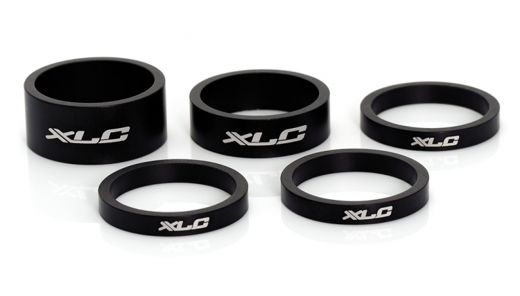 XLC AS-A02 zestaw podkładek steru, czarny matowy, 1 i 1/8 cala