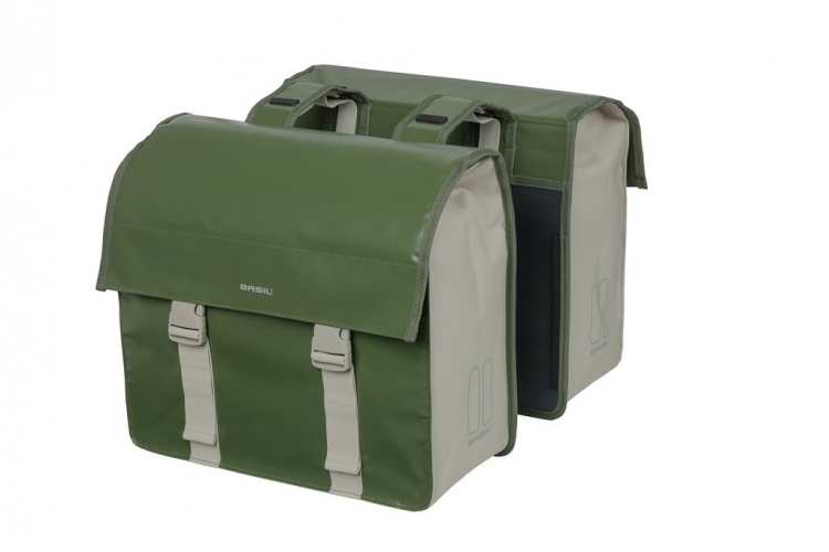 BASIL Sakwa podwójna Urban Load DB - 40,5x17,5x46cm, zielony mech/piaskowy BASIL Sakwa podwójna Urban Load DB - 40,5x17,5x46cm, zielony mech/piaskowy