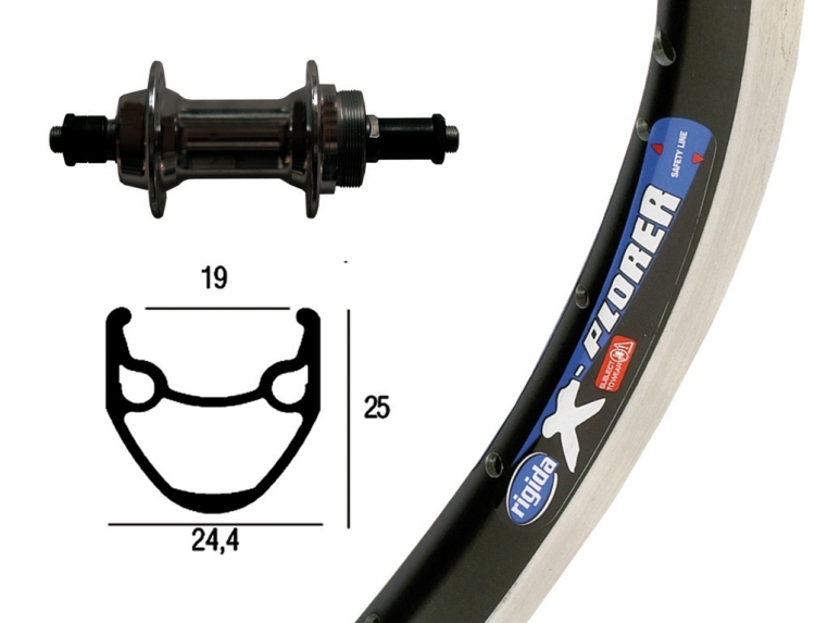 Koło tylne 26 cali x 1,90 cala, Rigida X-Plorer, wolnobieg 6/7rz