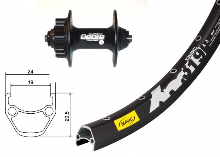 Shimano Deore Disc, Mavic XM 319, koło przednie 27,5 cala, 32 szprychy