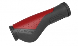 T-One Ripple Ergo, chyty rowerowe, ergonomiczne, czerwono-czarne, 130 mm