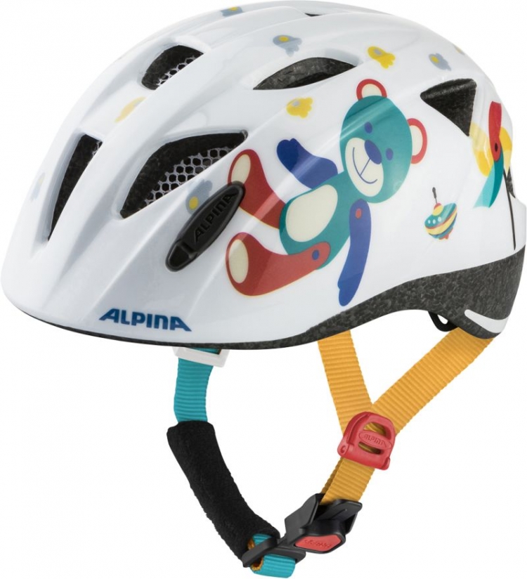 ALPINA Kask rowerowy dziecięcy Ximo - roz. 47-51cm, biały/motyw niedźwiedź