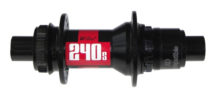 DT SWISS 240S piasta tylna, hamulec tarczowy MTB, 142/12mm TA, IS 6, 32 szprychy