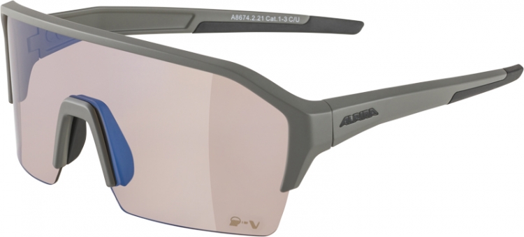 ALPINA Okulary słoneczne Ram HR Q-Lite V - Cat.1-3, księżycowy szary mat/szkło niebieski