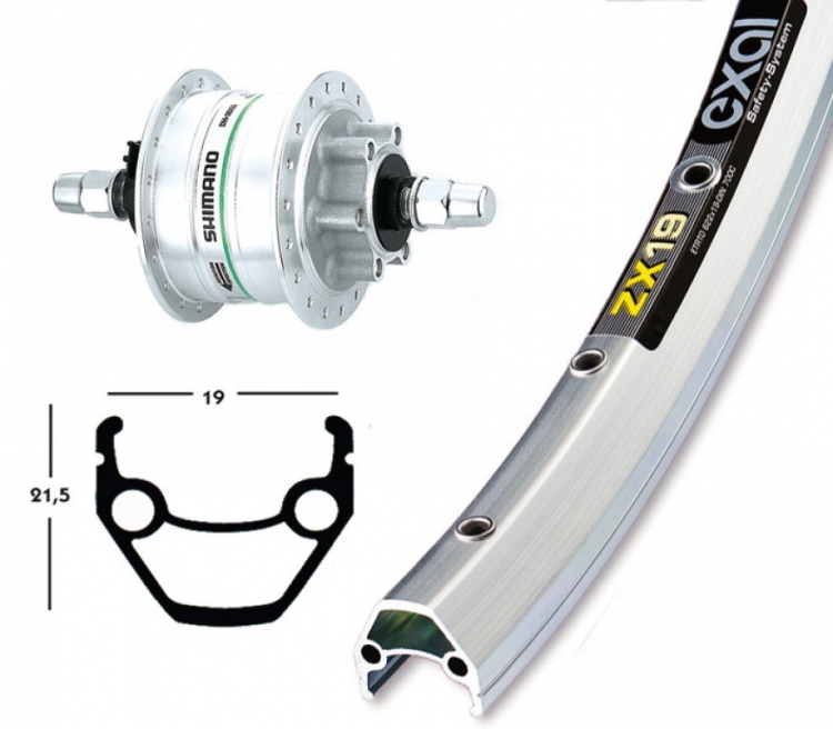Koło przednie 26 cali x 1,75 cala, EXAL ZX 19, Shimano DH 3D30 Koło przednie 26 cali x 1,75 cala, EXAL ZX 19, Shimano DH 3D30