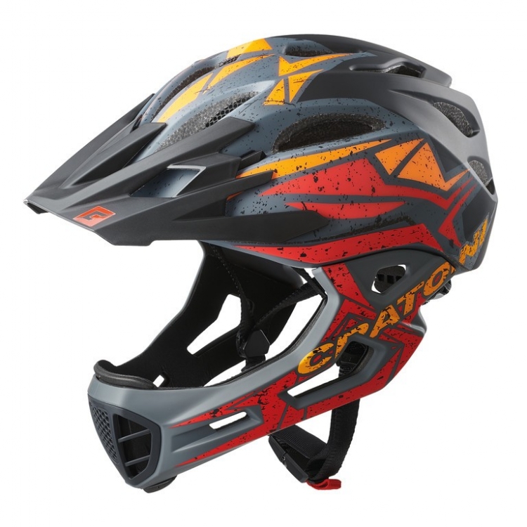 Kask rowerowy Cratoni C-Maniac Pro (MTB) rozm. M/L (54-58cm) czarny/czerwony/pomarańcz mat