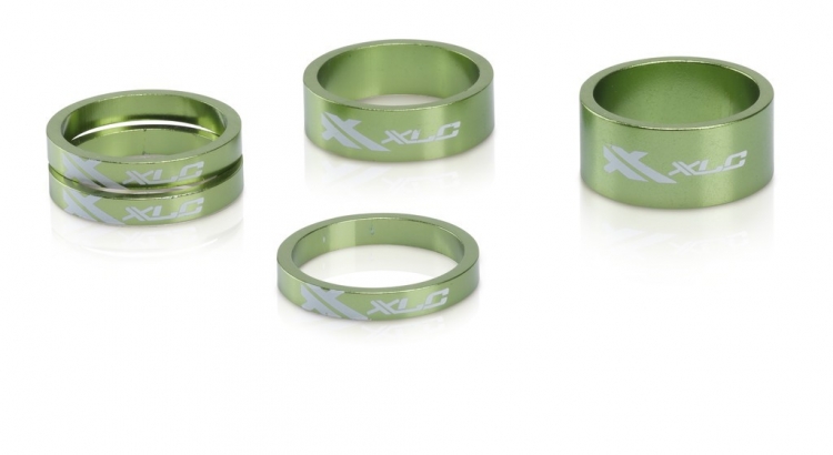 XLC AS-A02 zestaw podkładek steru, zielone, 1 i 1/8 cala