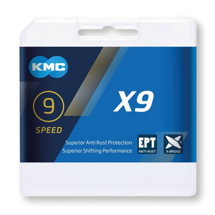KMC X9 EPT łańcuch 9-rzędowy 1/2 x 11/128 cala, 6,6 mm, 114 ogniw