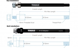 Thule adapter do montażu sprzęgieł przyczep Thule Maxle Trek M12x1,75, 209 mm