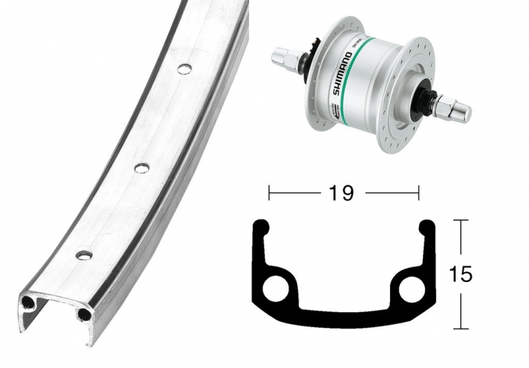 Koło przednie 28 x 1i 3/8 cala, Shimano DH 3N20