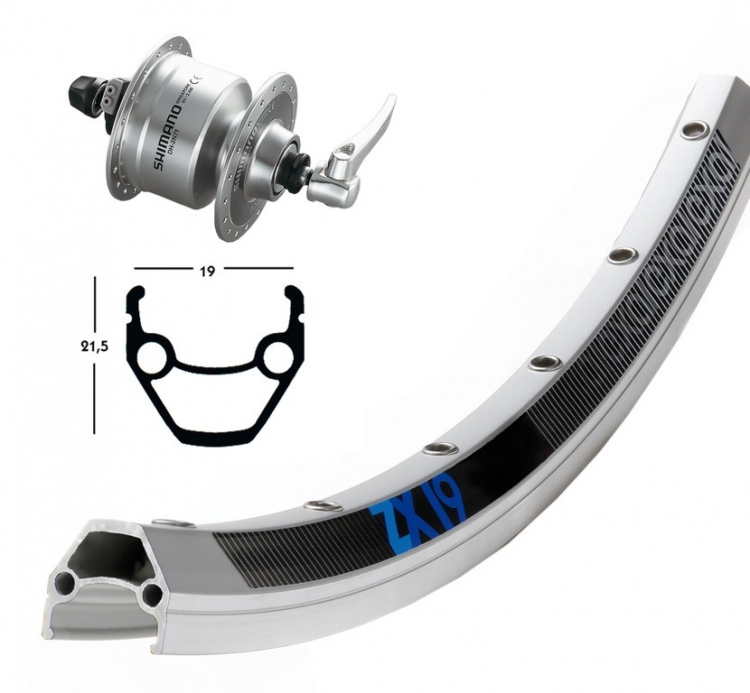 Koło przednie 26x1.75 pias.dy. DH3N72 zac. 36 otworów Exal ZX 19 srebrne Nirosprychy