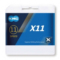 KMC X11 łańcuch 11-rzędowy 1/2 x 11/128 cala, 5,65 mm, 118 ogniw, czarno-srebrny