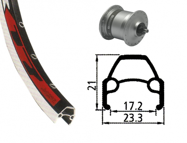 Koło przednie 28 x 1,75 cala, Rodi VR 17, Shimano DH 3N30