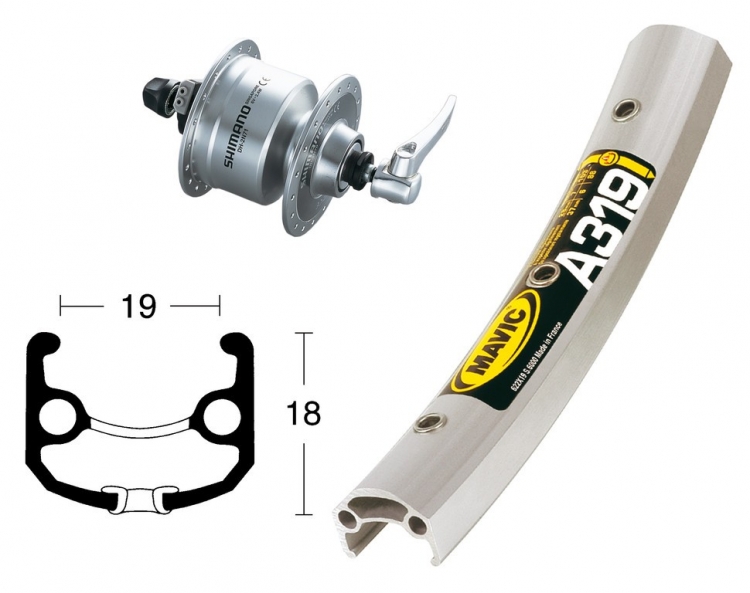 Koło przednie 28 x 1,75 cala, Mavic A319, Shimano DH3N72