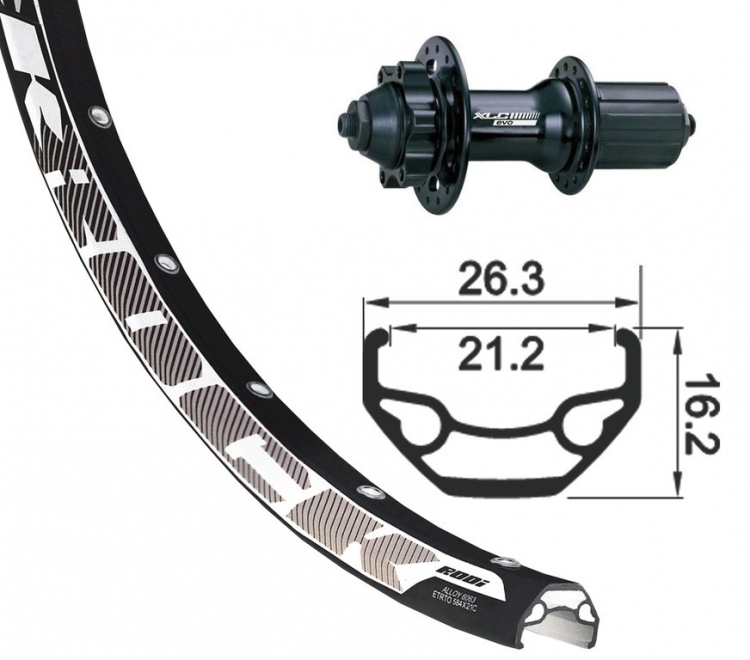 Koło tylne 26 cali x 1,90 cala, Rodi Black Rock Disc, XLC Evo