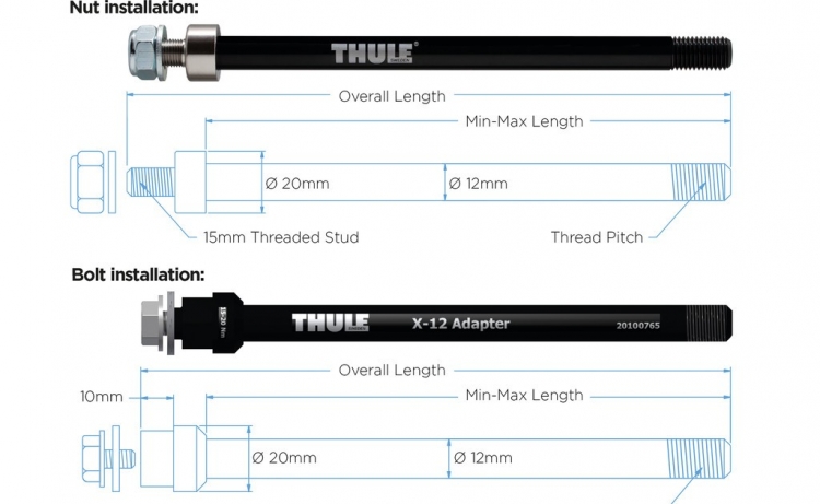 Thule adapter do montażu sprzęgieł przyczep Shimano M12x1,5, 209 mm Thule adapter do montażu sprzęgieł przyczep Shimano M12x1,5, 209 mm