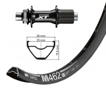 Koło tylne 27.5" Deore XT cz.TA 12 148mm DT Swiss M462 Disk cz, Niro szp.,cz. 32otw