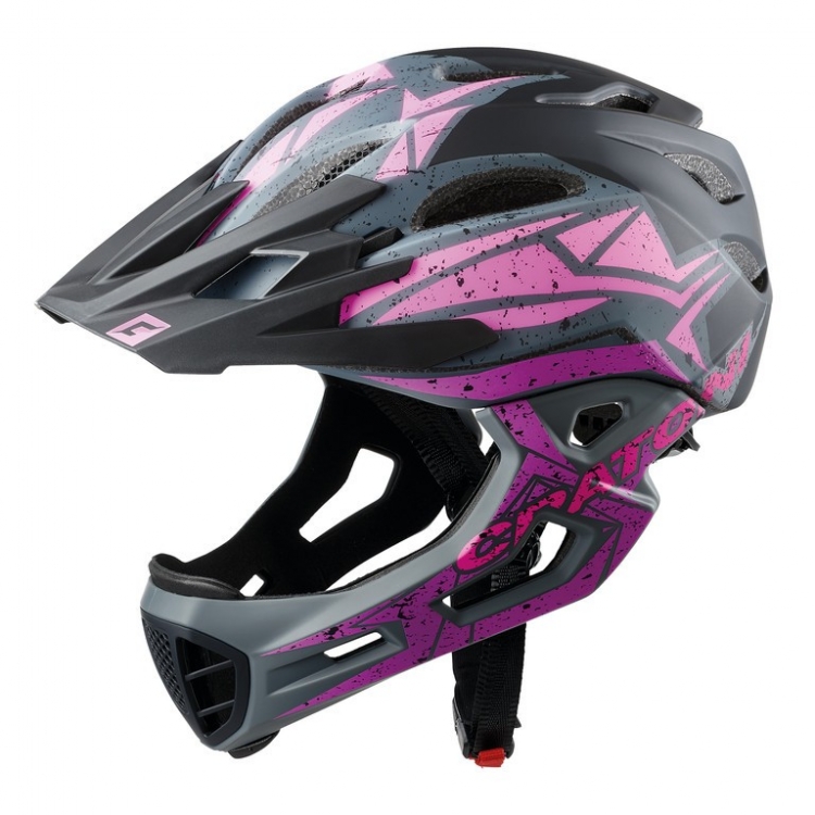 Kask rowerowy Cratoni C-Maniac Pro (MTB) rozm. S/M (52-56cm) czarny/róż/fiolet mat