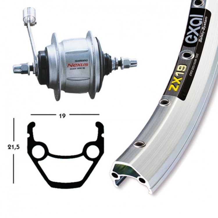 Koło tylne 28 x 1,75 cala, EXAL ZX 19, Shimano Nexus 8-biegów Koło tylne 28 x 1,75 cala, EXAL ZX 19, Shimano Nexus 8-biegów