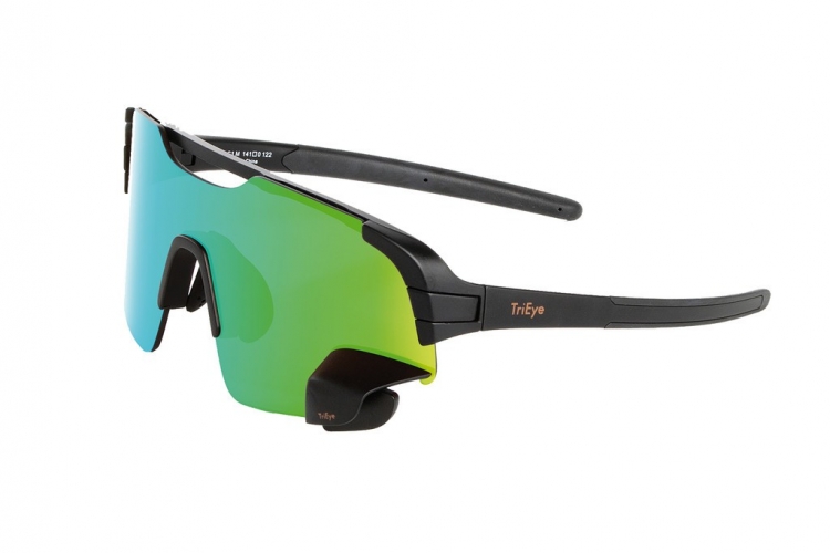 TRIEYE Okulary sportowe View Air Revo - roz. S, oprawki czarny, socz. zielony