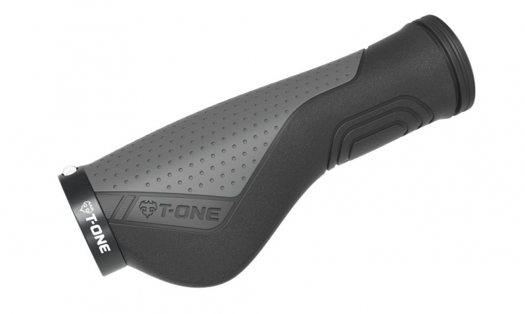 T-One Ripple Ergo, chyty rowerowe, ergonomiczne, szaro-czarne, 130 mm