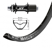 Koło tylne Deore XT TA 12, 148mm, DT Swiss M462 Disk cz, Niro szp.(cz) 32o.