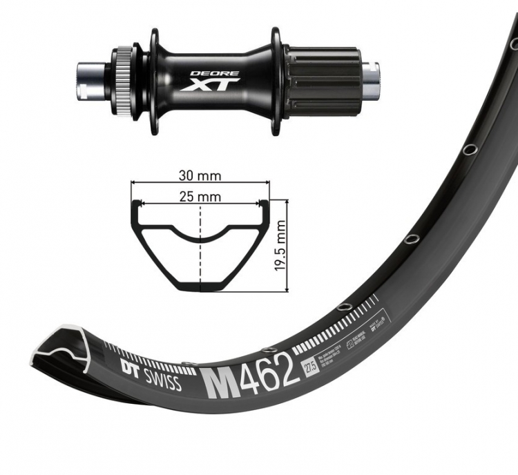 Koło tylne Deore XT TA 12, 148mm, DT Swiss M462 Disk cz, Niro szp.(cz) 32o. Koło tylne Deore XT TA 12, 148mm, DT Swiss M462 Disk cz, Niro szp.(cz) 32o.