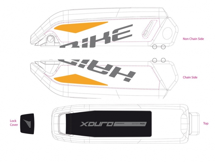 Naklejki na baterię dla roweru E- bike HaibikeXDURO ALLMTN Pro, 2015 r.