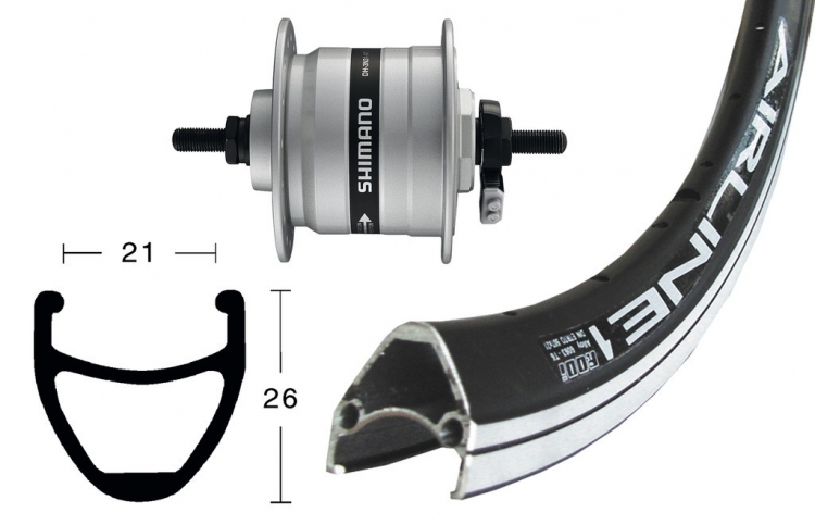 Shimano DHC3000, Rodi Airline 1 koło przednie 28 cali, 36 szprych, IS 6 śrub