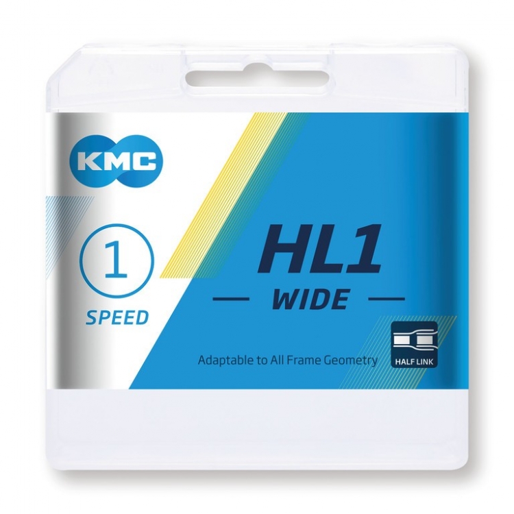 KMC HL1 Wide Silver łańcuch 1 rzędowy, 1/2 x 1/8 cala, 100 ogniw, 9,4 mm