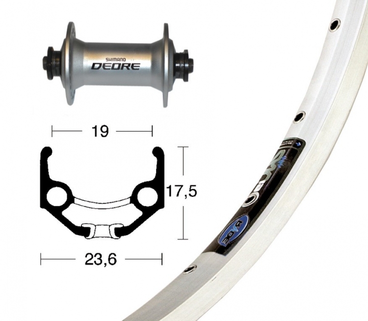 Koło przednie 28x1,75 cala, Rigida Zac 19, Shimano Deore obręcz