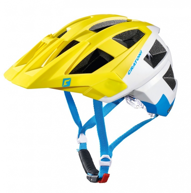 Cratoni AllSet kask MTB żółto-biało-niebieski mat. r. S/M 5458cm