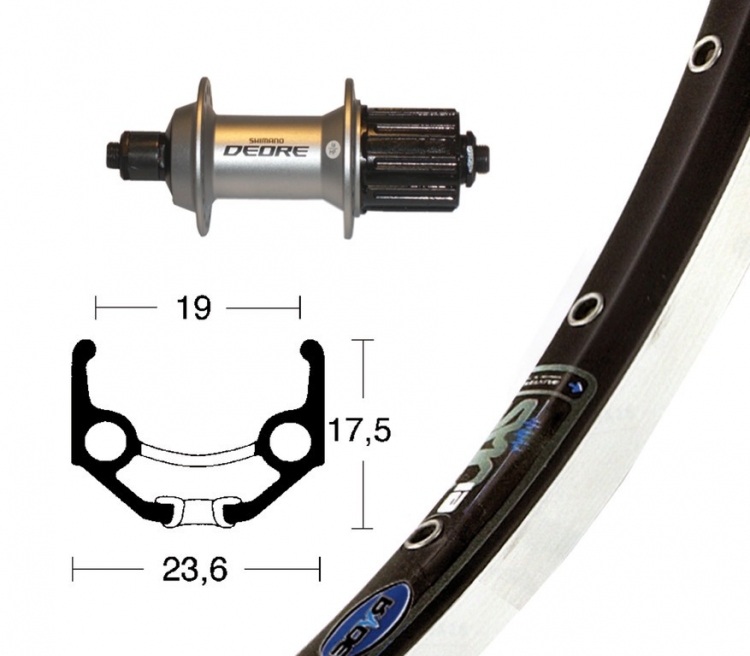 Koło tylne 28 x 1,75 cala, Rigida Zac 19, Shimano Deore 8/9 rz. Koło tylne 28 x 1,75 cala, Rigida Zac 19, Shimano Deore 8/9 rz.