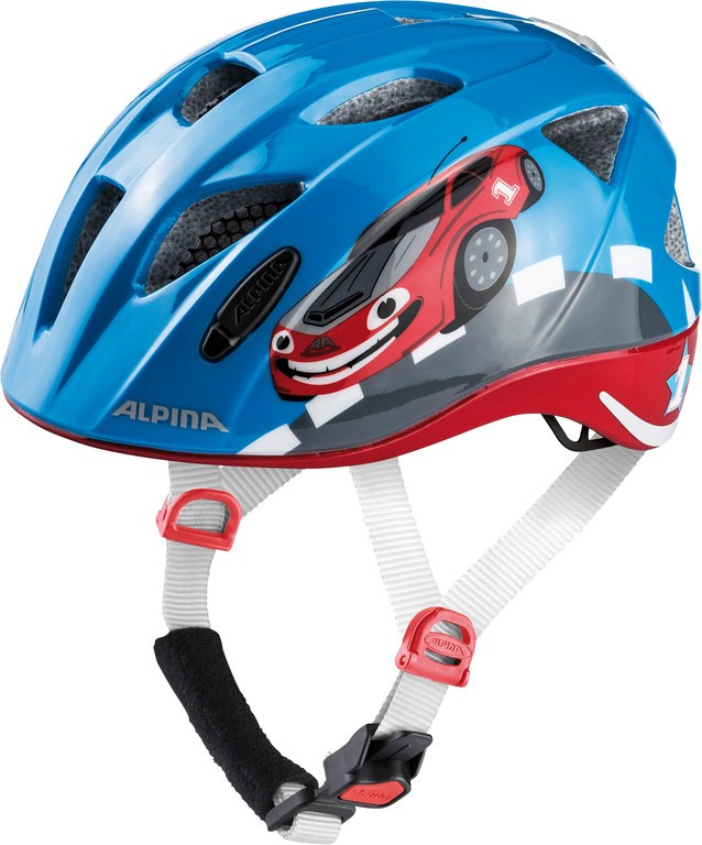 ALPINA Kask rowerowy dziecięcy Ximo - roz. 45-49cm, niebieski/motyw samochód
