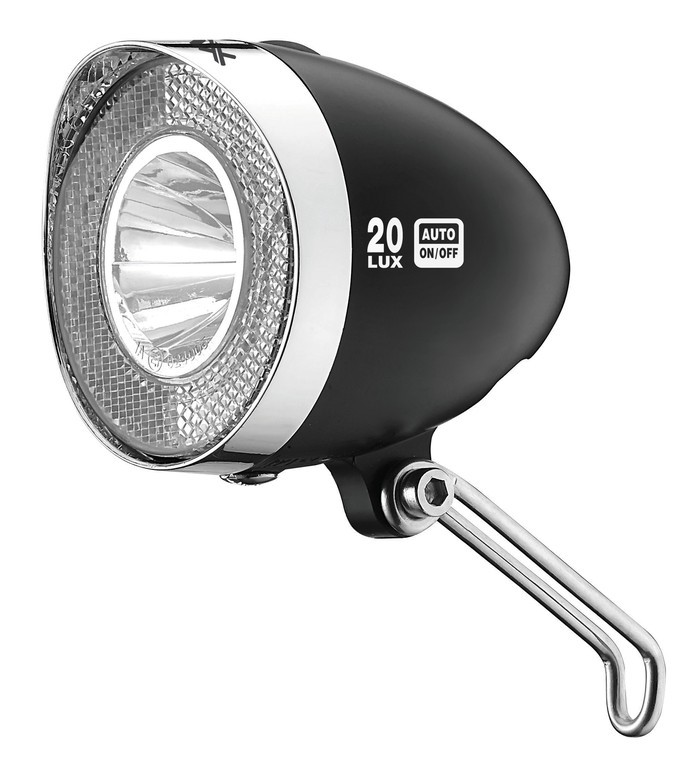 XLC CL-D03 Retro, lampa przednia LED, wyłącznik, czarna, 20 LUX