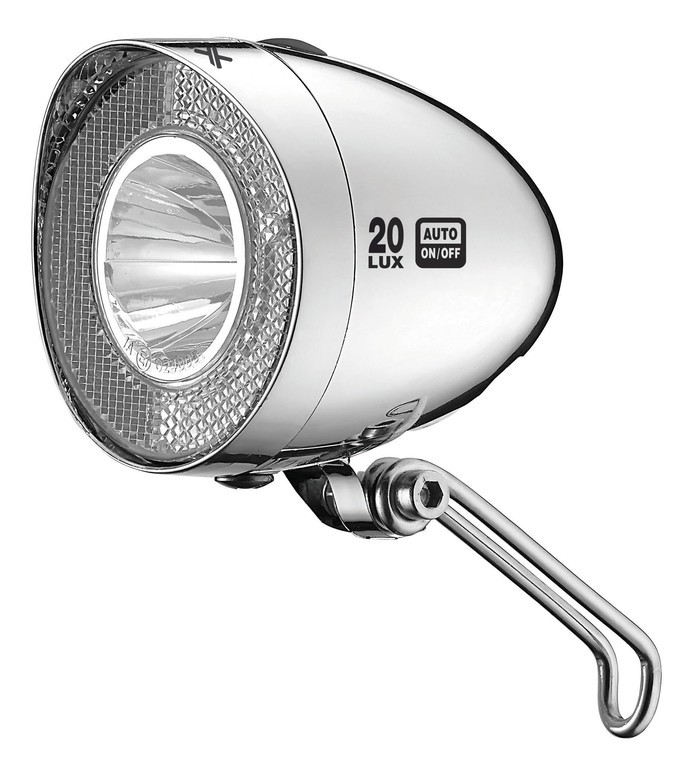 XLC CL-D03 Retro, lampa przednia LED, wyłącznik, chrom, 20 LUX